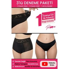 Peddon Süper Emici Regl Külodu 3'lü Deneme Paketi Ultra Hijyenik Yıkanabilir Regl Dönemi İç Çamaşırı 3'lü