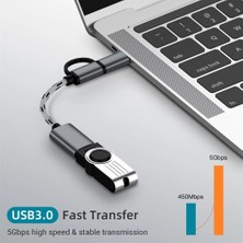 Gorgeous 2'si 1 Arada USB Otg Kablosu Tip-C/mikro Usb'den USB 3.0'a Adaptör Andriod Telefon İçin Örgülü Tasarlanmış Veri Aktarım Kablosu (Gri) (Yurt Dışından)