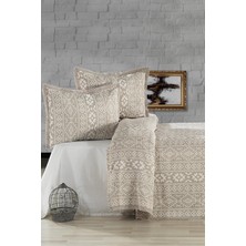 Evlen Home Collection Pamuklu Noir Çift Kişilik Pike Takımı Yatak Örtüsü (3 Parça) Gri