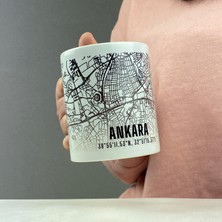 Mini Street Map Ankara Şehir Haritası Baskılı Porselen Kupa