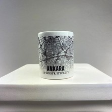 Mini Street Map Ankara Şehir Haritası Baskılı Porselen Kupa