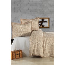 Evlen Home Collection Pamuklu Noir Çift Kişilik Pike Takımı Yatak Örtüsü (3 Parça) Bej
