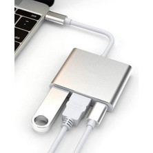 Gorgeous USB C - HDMI Adaptörü, 3'ü 1 Arada Çok Bağlantı Noktalı USB Tip C - 4K Hdmı, Usb3.0 ve USB C Güç Dağıtım Bağlantı Noktası Dönüştürücü Uyumlu (Yurt Dışından)