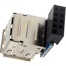 Gorgeous 9-Pin Anakart Çift USB 2.0 Konektörü Siyah Anakart 2 Port USB 2.0 A Dişi Dahili Başlık Adaptörü (Yurt Dışından)