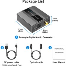 Gorgeous Optik Kablo Ses Dijital Toslink ve Koaksiyel Ses Adaptörü ile Analogdan Dijitale Ses Dönüştürücü Rca'dan Optik'e (Yurt Dışından)