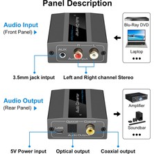 Gorgeous Optik Kablo Ses Dijital Toslink ve Koaksiyel Ses Adaptörü ile Analogdan Dijitale Ses Dönüştürücü Rca'dan Optik'e (Yurt Dışından)