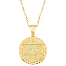 Ziu 925 Ayar Gold  Hz Süleyman Mührü Ünisex Kolye Uzunluk 45 cm