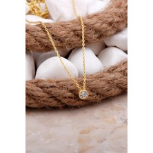 Sümer Telkari Tek Taş Altın Kaplama Gümüş Kolye 7827