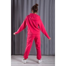 giyadda Unisex Fuşya Pembe Bol Kalıp İçi Puflu Paçası Lastikli Jogger Eşofman Altı