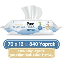 Pure Baby Organic Yenidoğan Islak Havlu 12X70 (840 Yaprak)