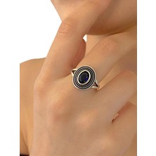 MaGümüş 925 Gümüş Minik Safir Taş Günlük Otantik Kadın Yüzük