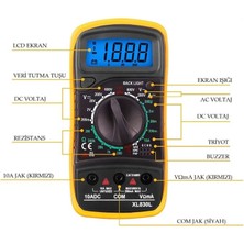 Cin Dijital Multimetre- Avometre - Mini Ölçü Aleti - XL830L