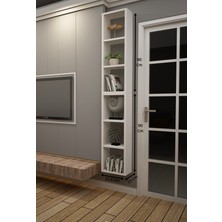 Dekormer Design Kitaplık Mobilya Beyaz Dikey Ikili Birleşik Duvar Rafı Takım