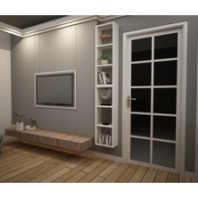 Dekormer Design Kitaplık Mobilya Beyaz Dikey Ikili Birleşik Duvar Rafı Takım