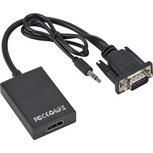 Rob Ada VGA HDMI Dönüştürücü Kablo + Audio Ses Çevirici VGA To HDMI