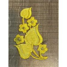 Gönülden Tasarım 11X6 cm Sarı Renk Ütü Ile Yapışan Çiçekli Güpür Alpile Yama Arma Aksesuar