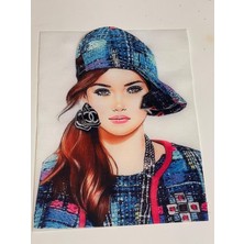 Gönülden Tasarım 23X18 cm Taşlı Kabartma Şapkalı Kız Aplike Arma Yama Aksesuar