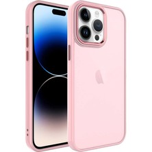 Fibaks Apple iPhone 13 Pro Max Kılıf Metal Çerçeve Hassas Butonlu Renkli Buzlu Şeffaf Transparan Kapak