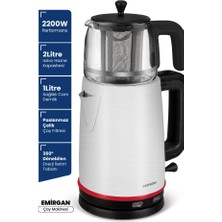 Goldmaster Emirgan Inox 2200 Watt Geniş Hazneli Paslanmaz Çelik Çay Makinesi ve Su Isıtıcısı