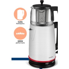 Goldmaster Emirgan Inox 2200 Watt Geniş Hazneli Paslanmaz Çelik Çay Makinesi ve Su Isıtıcısı