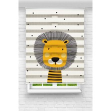 MONAROZA Çocuk Odası - Sevimli Aslan Kral Baskılı Zebra Perde