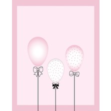 MONAROZA Çocuk Odası - Pembe Balonlar Baskılı Zebra Perde