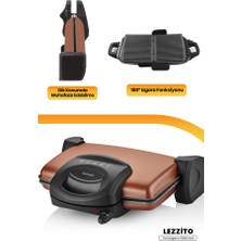 Goldmaster Lezzito Gold 1750 Watt Granit Çıkarılabilir Plakalı 5 Kademe Isı Ayarlı Tost ve Izgara Makinesi