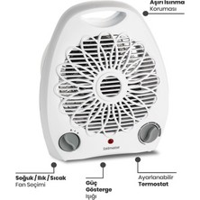 Goldmaster Summer Beyaz 2000 Watt Isıya Dayanıklı Sıcak Ilık Soğuk Devrilme Emniyetli Isıtıcı Fan