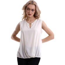 Cotton Mood 7280169 Damla Garnili Kolsuz Bluz Ekru