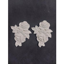 E Hobici  Yapraklı Iki Güllü Çiçek 2 Li Set 11X8,5CM