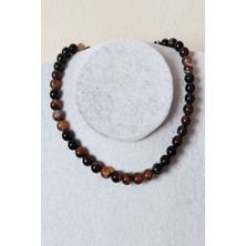 Bade Accessories 8 mm Kahve Akik Doğaltaş Kolye