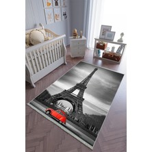 10 Post Online Çocuk Odası Halısı Gri Kırmızı Yolluk Kaymaz Yuvarlak Oval Kesme Ince Yıkanabilir Halı