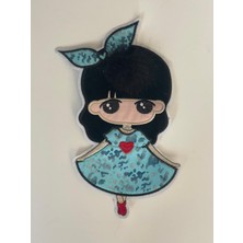 Gönülden Tasarım 25X12 cm Ponponlu Elbiseli Kız Aplike Yama Arma