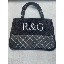 Gönülden Tasarım 21X21 cm Pul Payetli ve Deri Siyah Çanta Şeklinde Aplike Yama Arma