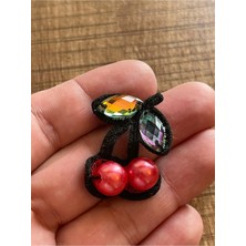 Gönülden Tasarım 4 cm Taşlı Boncuklu Kiraz Aplike Arma Yama