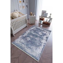 10 Post Onlineçocuk Odası Halısı Mavi Yolluk Kaymaz Yuvarlak Oval Kesme Ince Yıkanabilir Halı