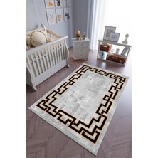 10 Post Onlineçocuk Odası Halısı Gri Siyah Sarı Yolluk Kaymaz Yuvarlak Oval Kesme Ince Yıkanabilir Halı