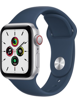 Apple Watch Se Gps + Cellular, 40MM Gümüş Rengi Alüminyum Kasa ve Mavi Spor Kordon -  MKQV3TU/A