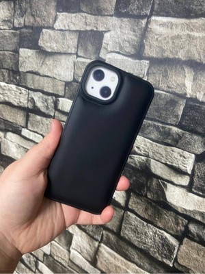 Bilişim Aksesuar iPhone 14 Puffer Şişme Kılıf Iç Kısmı Kadifeli Kapak Siyah
