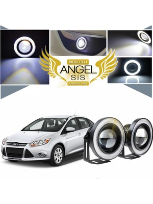 STS Oto Aksesuar Ford Focus 3 Uyumlu, Universal Mercekli LED Angel Sis Farı, 76MM Beyaz Renk