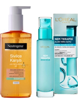 Neutrogena Yüz Temizleme Jeli ve Loreal Nem Terapisi Aloe Vera Suyu Normal ve Kuru