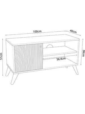 Bimossa B4030 Lisa Tv Ünitesi Siyah-Sepet 100CM