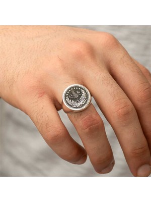 Gumush ​​gümüş Osmanlı Tuğrası Erkek Yüzük