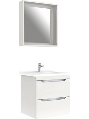 Kale Casilla 65 cm Satin Gri Banyo Dolabı Takımı (Aydınlatmalı Ayna)