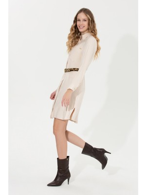 U.S. Polo Assn. Kadın Krem Dokuma Elbise 50256634-VR071