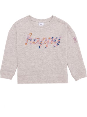 U.S. Polo Assn. Kız Çocuk Bej Melanj Sweatshirt 50256237-VR156