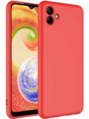 Case Street Samsung Galaxy A04 Kılıf Mara Lansman Silikon Mat Soft Içi Süet Kırmızı