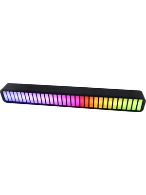 Rgb Sesle Etkinleştirilen 32 LED Bluetooth Uygulama Atmosfer Açık Siyah