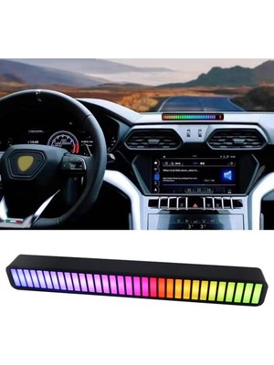 Rgb Sesle Etkinleştirilen 32 LED Bluetooth Uygulama Atmosfer Açık Siyah