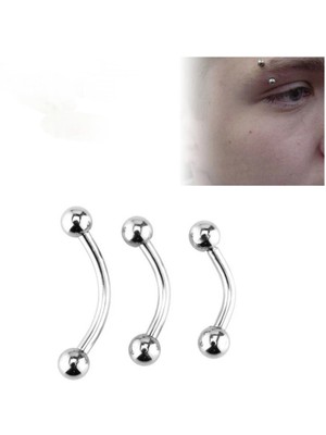 Bylin Cerrahi Çelik Gümüş Rook , Snog , Dil , Kaş Muz Piercing - Bar uzunluğu 8mm-1 adet
